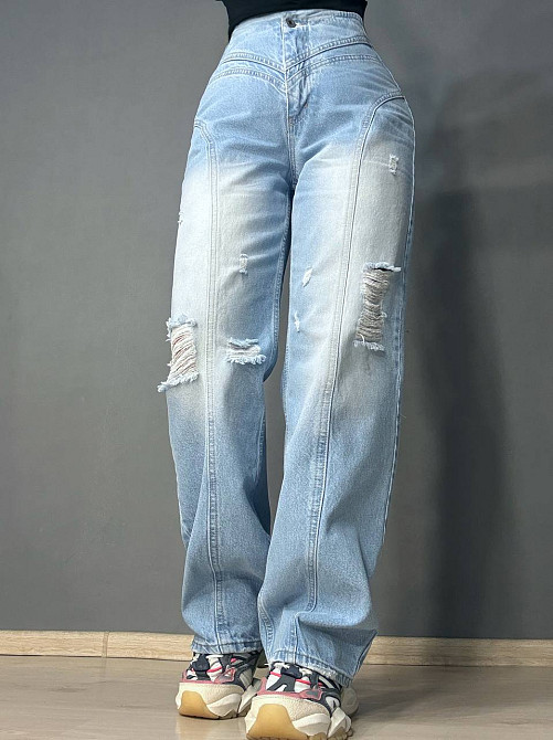 Джинси жіночі Jeandia 369 straight fit на кокетці зі швами рвані блакитні, блакитний, 36, 36, 73 см, 100 см Київ - фото 6