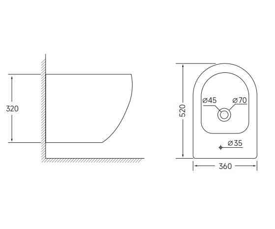 Биде подвесное Mixxus ELLIPSE-0502 520x360x320mm (MI6714) Киев
