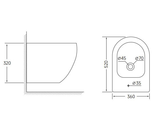 Биде подвесное Mixxus ELLIPSE-0502 520x360x320mm (MI6714) Киев - изображение 3