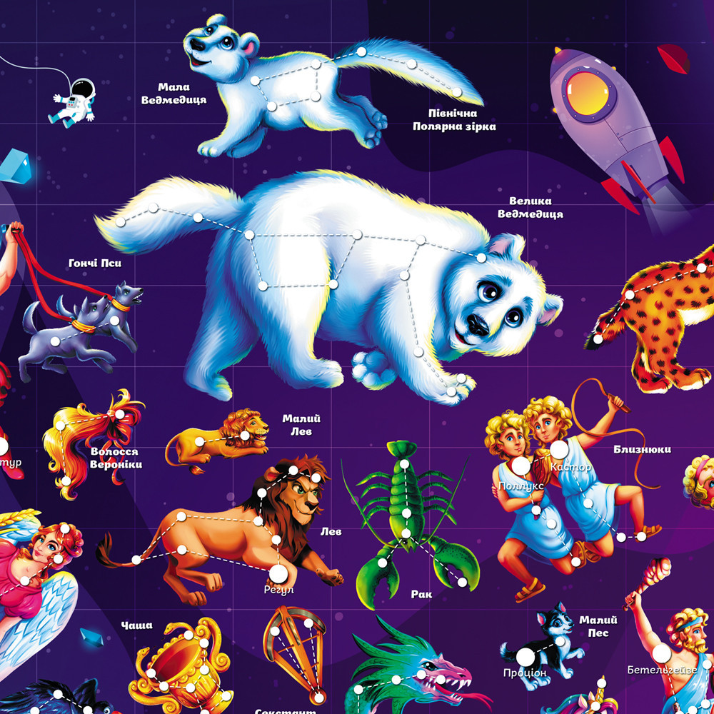 Светящаяся карта звездного неба Зіркова подорож А1 60х84 см Люмік Киев - изображение 6