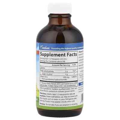 Вітамінно-мінеральний комплекс Carlson Вітамін B6 у краплях, 100 мг, смак ягідного лимонаду, B-6 Liquid, (CAR-02381) Вінниця