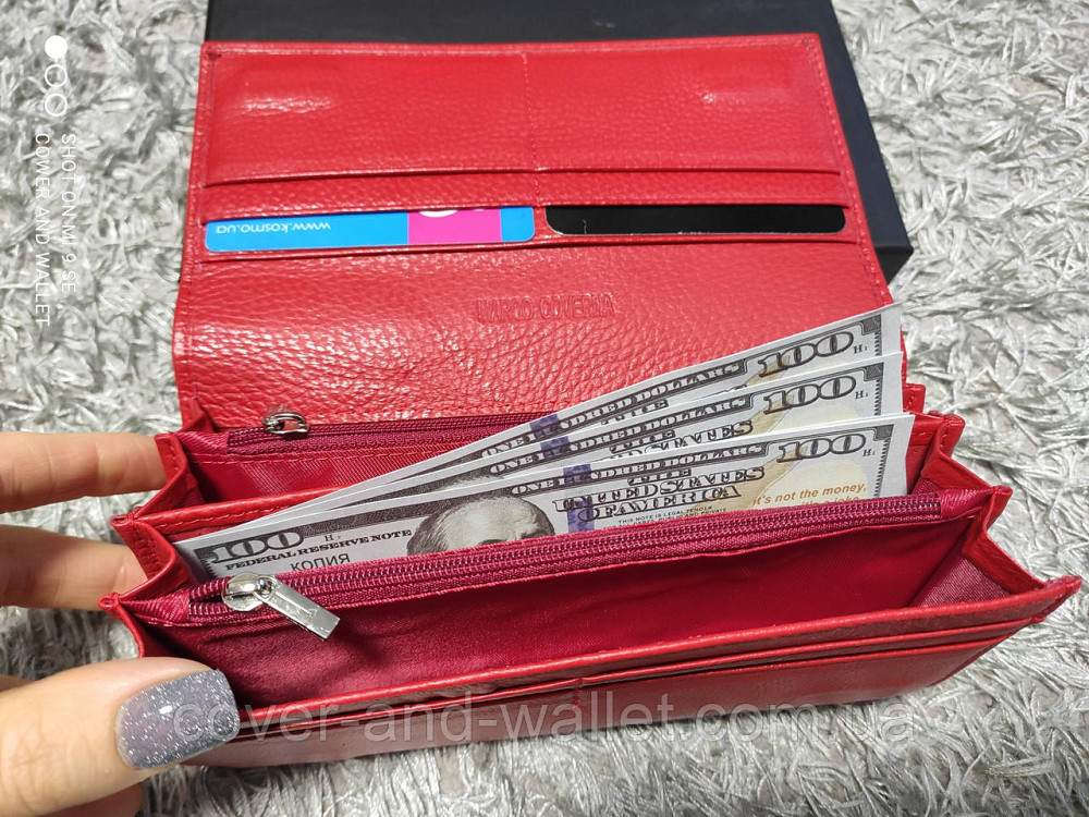 Класичний шкіряний жіночий гаманець червоного кольору Marco Coverna MA 501-1 Київ - фото 6