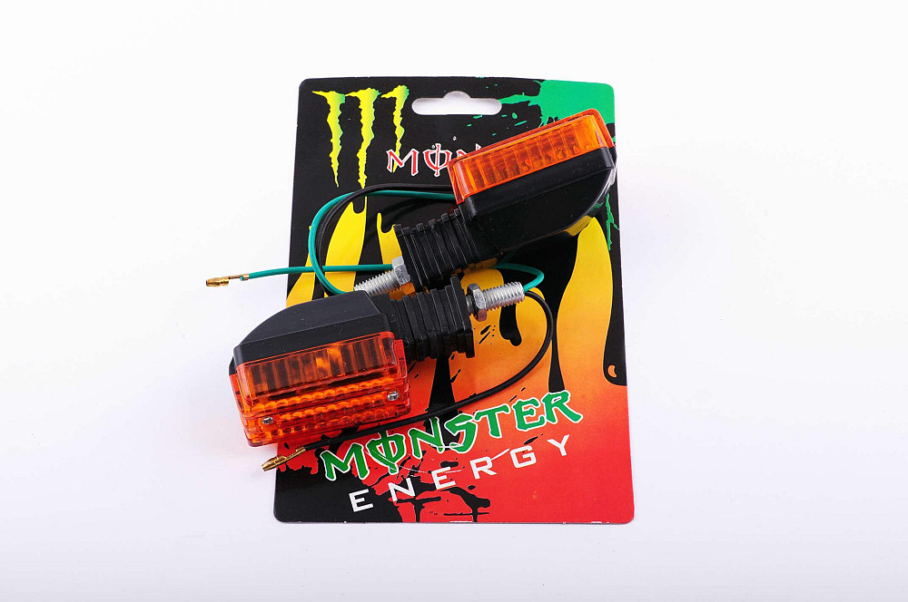 Повороти, міні (пара) прямокутні (чорні, жовте скло, mod:1) (чорні, жовте скло, mod:1) XJB Київ - фото 1