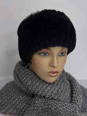 Хутряна пов'язка на голову жіноча з кролика Rex Чорний Харків