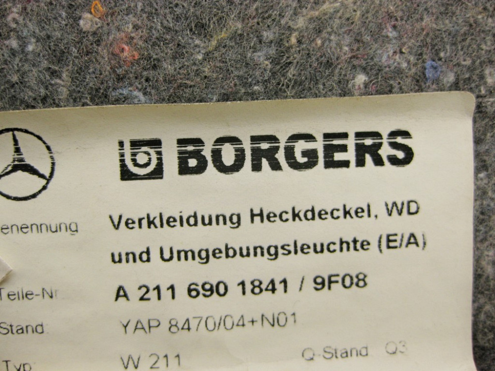 Mercedes-Benz  A2116901841 9F08 Обшивка кришки багажника чорна E-Class W211 Одесса - изображение 11