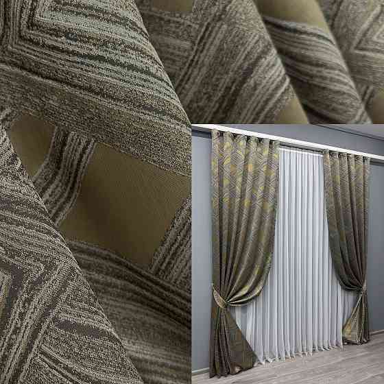 Комплект готовых штор VR-Textil Жаккард Mystery № 1622ш Капучино с золотистым 150х290 см 2 шт (33-0542) Киев