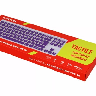Клавіатура Canyon OnType 10 TKL Mechanical Silent Low-profile USB UA Violet (CNS-HKB10V) Вінниця - фото 10