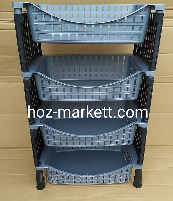 Полиця — етажерка сіра з чорним на чотири яруси Туреччина Харків - фото 3