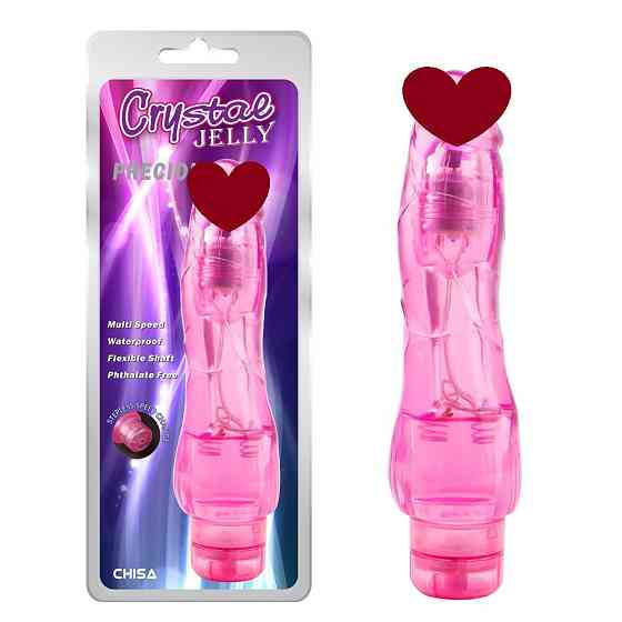 Вибромассажер Chisa Crystal Jelly Precious с реалистичной головкой и выпуклыми венками, розовый Sex Aura Киев
