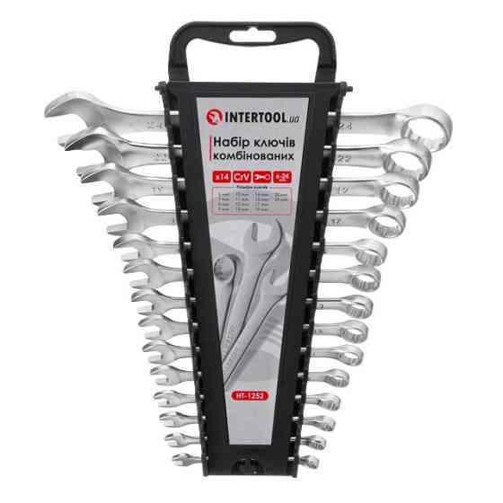 Набор ключей комбинированных, 14 шт, 6-24 мм, Cr-V INTERTOOL HT-1252 Киев