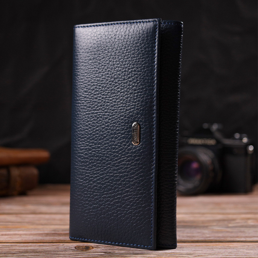 Женский вместительный кошелек из натуральной кожи Синий (CANPELLINI) Киев - изображение 2