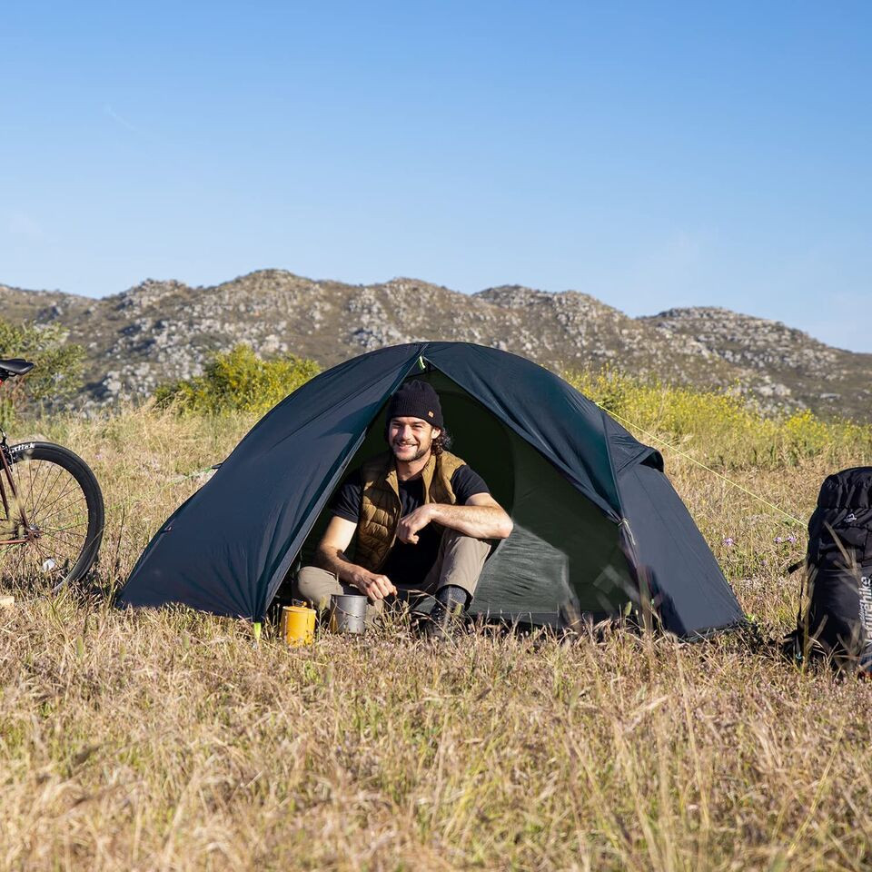 Намет надлегкий одномісний  з футпринтом Naturehike Cycling 1 NH18A095-D, 210T, темний синій Киев - изображение 3