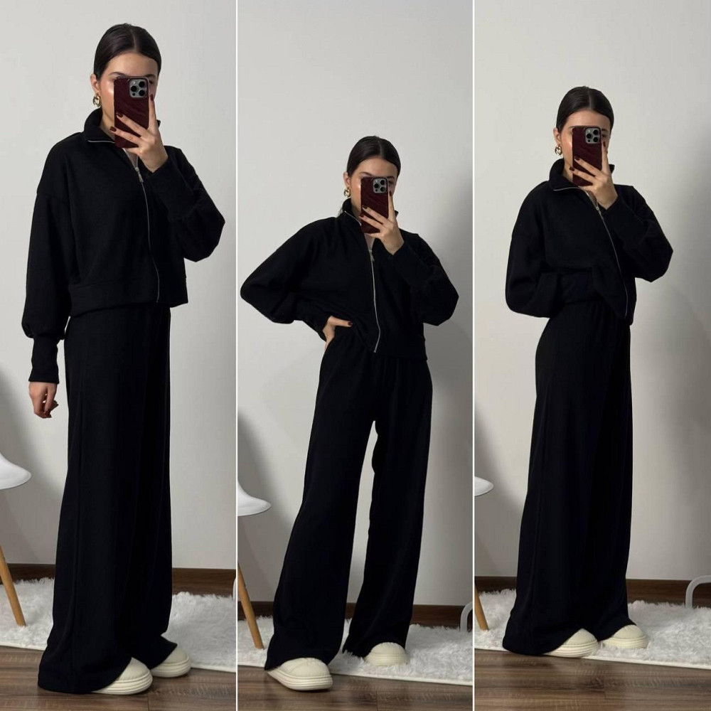 Женский теплый базовый костюм двойка: кофта и штаны турецкая ангора Черный, 42/44 Одесса - изображение 1