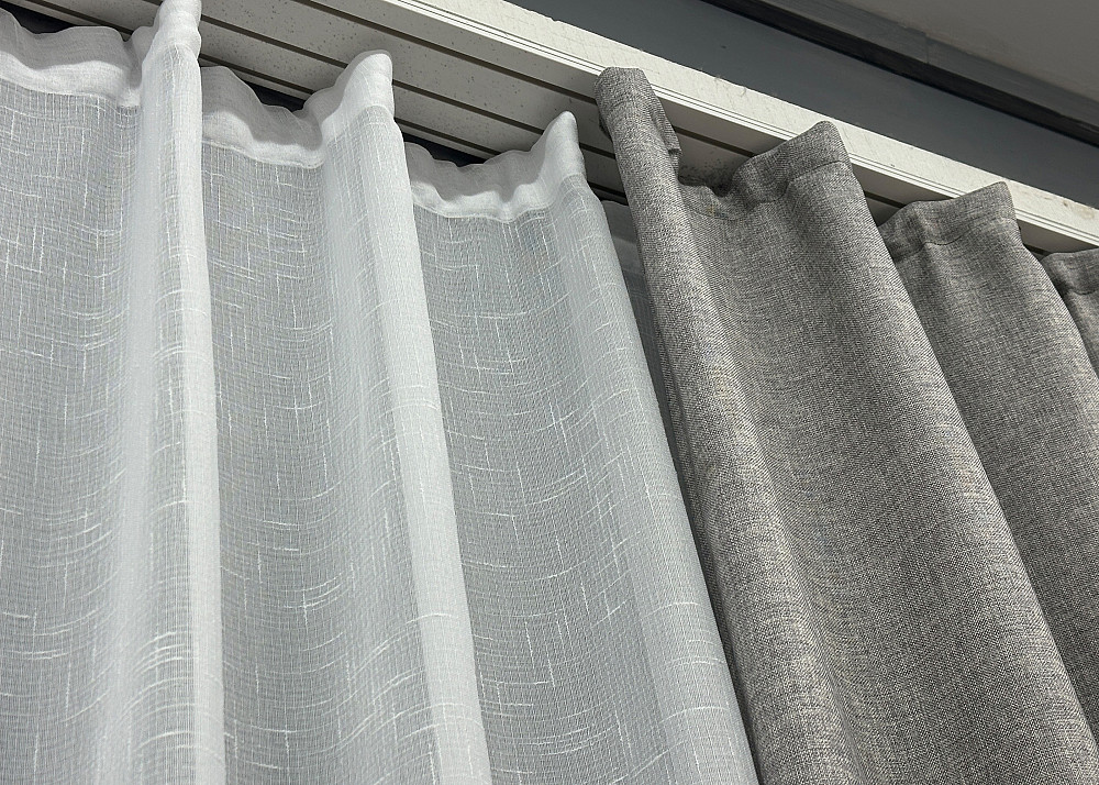 Комплект штор VR-Textil Лен Мешковина 150х270 2шт и Тюль 600х270 1016ш-115т Светло-серый с белым 71-026/5 Киев - изображение 8