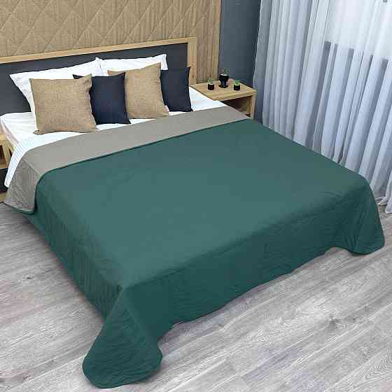 Покривало двостороннє Decorator Microfiber листя 210х215 см зелений з сірим (85-197) Київ