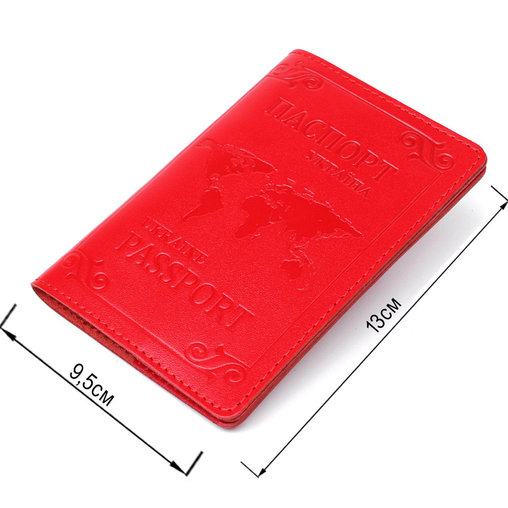 Шкіряна обкладинка на паспорт з картою і рамкою Червона (SHVIGEL) Київ - фото 2