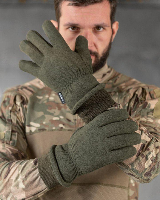 Перчатки тактичні чоловічі на флісі олива Одеса - фото 6
