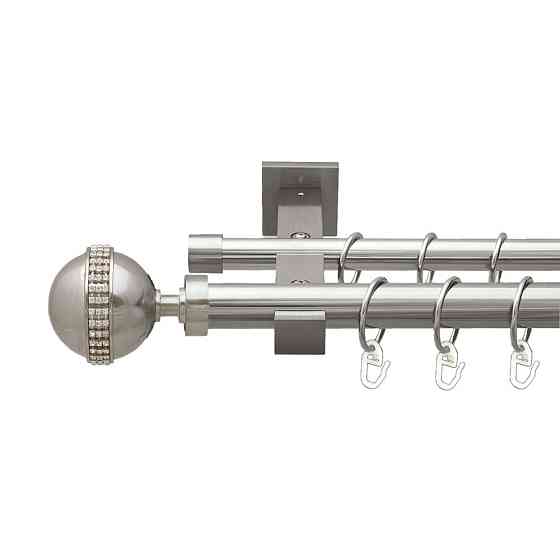Карниз Orvit Авея металевий дворядний техно гладка труба кільце металеве Нержавіюча Сталь 25\19 мм 160 см Львов