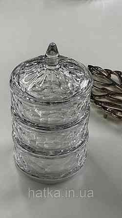 Цукорниця ємність для зберігання скляна "Тріо" 3*400 мл h 20/5 см d 12.5 см Київ