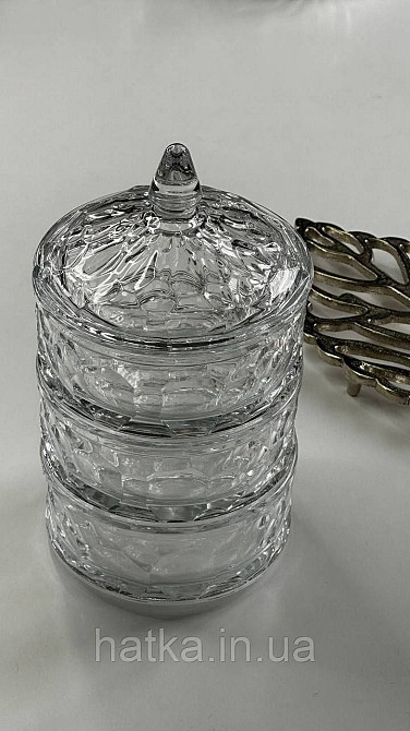 Цукорниця ємність для зберігання скляна "Тріо" 3*400 мл h 20/5 см d 12.5 см Київ - фото 1