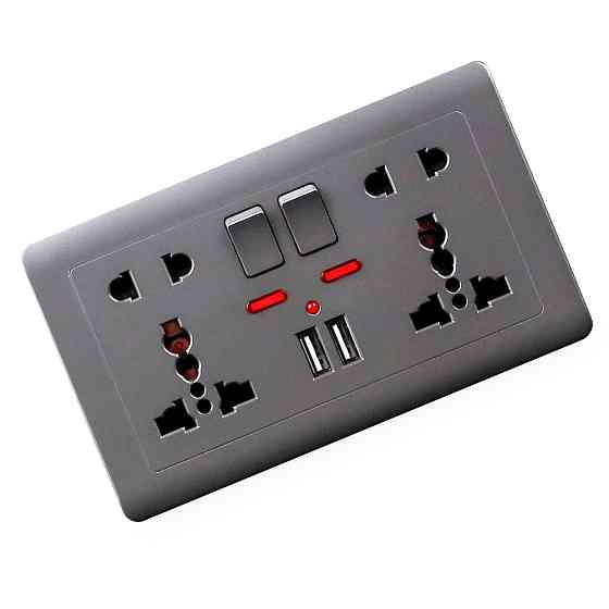 Универсальная розетка Delviz с кнопками питания, индикаторами и USB-A – мировая совместимость в одном устройстве(13А, 250V)+2 USB Николаев