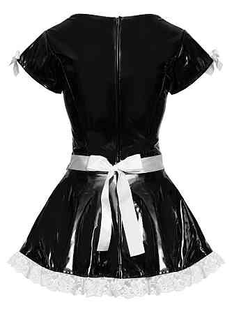 Костюм горничной Black Level Vinyl Maid's Dress из винила, черно-белый, M Sex Aura Киев