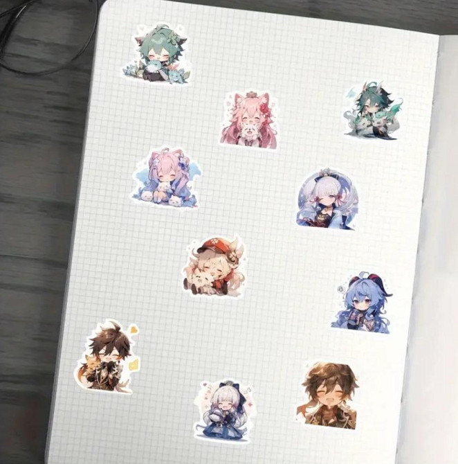 Наклейка Genshin Impact. Аниме.Водонепроницаемые эстетические наклейки Геншин Импакт. Стикерпак Gens Киев - изображение 4