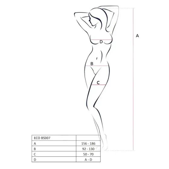 Бодістокінг Passion ECO BS007 black, з доступом, силуетний малюнок, імітація підв’язок Львів