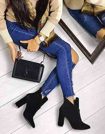 Crisma Черевики жіночі CRISMA чорні замша натуральна каблук 10 см 38р.39р. (2733) Коломыя