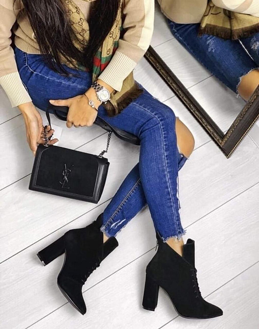 Crisma Черевики жіночі CRISMA чорні замша натуральна каблук 10 см 38р.39р. (2733) Коломыя - изображение 2