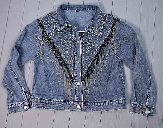 Джинсовая куртка женская оверсайз с бахрамой р 42-46 Харьков