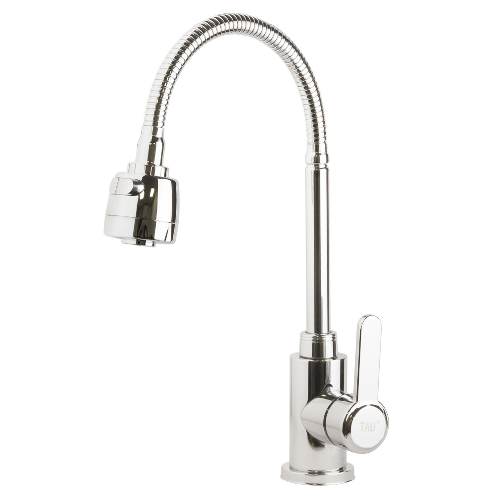 TAU Смеситель s18 Ø35 для кухни излив гофрированный на гайке SS TAU (9818110) Киев - изображение 1
