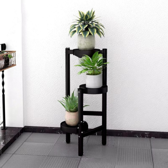 Стеллаж для растений и цветов на 3 полки и горшков с цветами цвет черный Каменец-Подольский