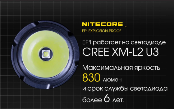 Потужний вибухозахищений ліхтар Nitecore EF1 830лм (3 режими) Вінниця