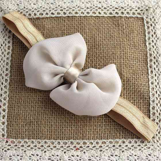 Детская повязка с шифоновым бантом one size бежевый Киев