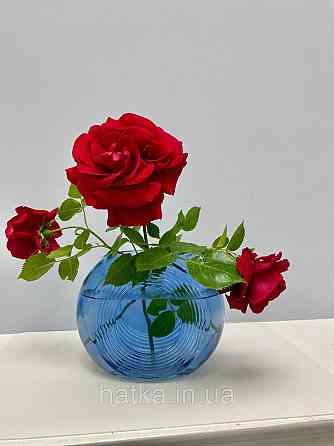 Ваза скляна 19*10*16 см "Марок" синє товсте скло Київ