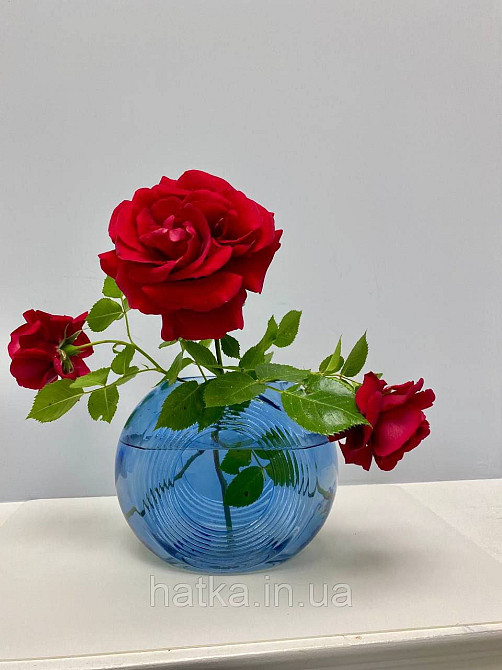 Ваза скляна 19*10*16 см "Марок" синє товсте скло Київ - фото 1
