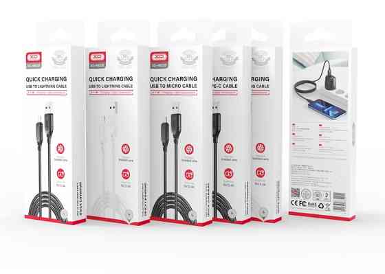 Кабель XO NB235 Zebra Series Braided USB-A to Type-C - 1m (Black) (6974584) Киев