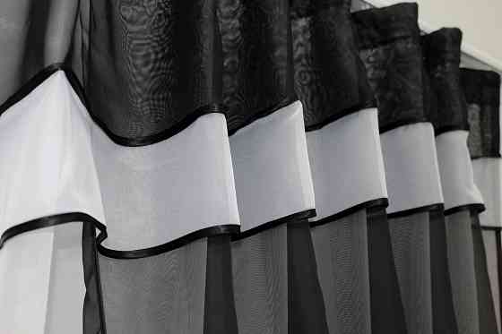 Кухонная занавеска VR-Textil № 018к штора и тюль с ламбрекеном черный с белым 270х170 см (50-318) Киев