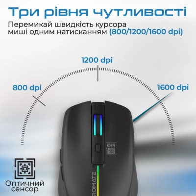 Мишка Promate Kitt Wireless Black (kitt.black) Вінниця - фото 3