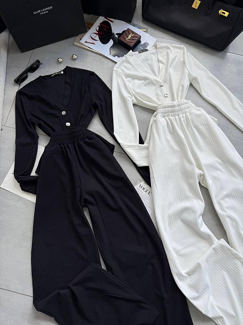 Женский базовый костюм двойка: боди и брюки из ангоры рубчик Молочный, 48/50 Одесса - изображение 2