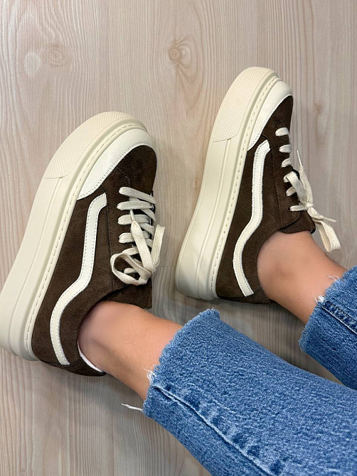 Кеды женские Hengji 707-7 замшевые на высокой платформе коричневые, 37, 24 см Киев - изображение 7