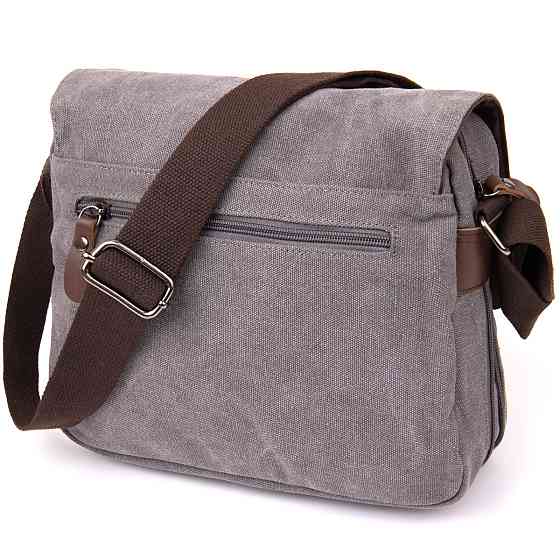 Сумка почтальонка текстильна Vintage 20605 Сіра Київ