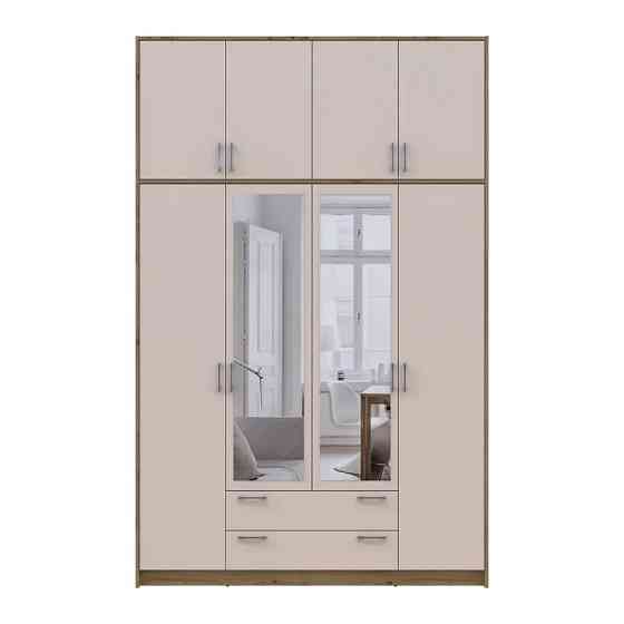 Шкаф для одежды Doros Ронди с высокой антресолью и зеркалом Дуб Артизан/Кашемир 4 ДСП 160х52х260 (DRS-011880) Днепр