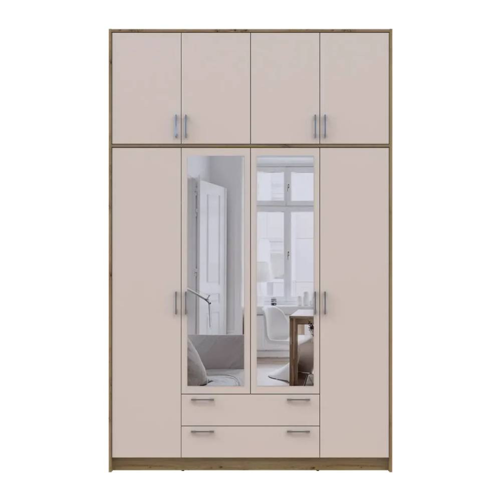 Шафа для одягу Doros Ронді з високою антресоллю і дзеркалом Дуб Артизан/Кашемір 4 ДСП 160х52х260 (DRS-011880) Дніпро - фото 5