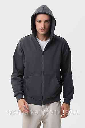 Худі на блискавці чоловіче базове RAY PREMIUM LOOSE темно-сіре(U0409М-Dark Grey) L Київ