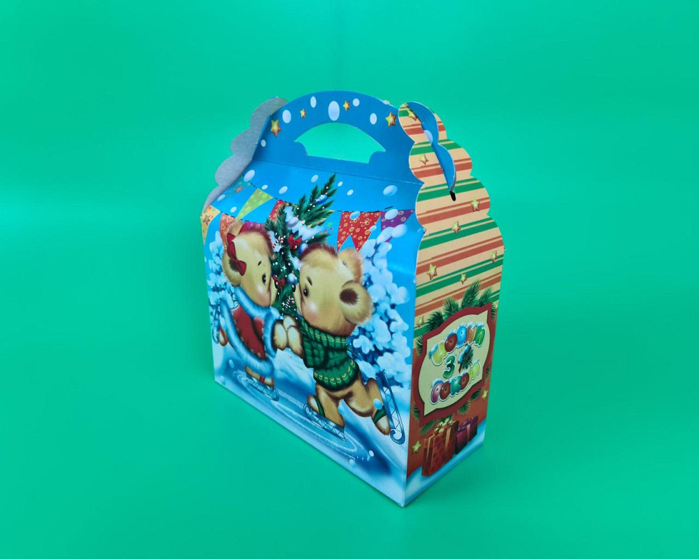 Новорічні коробки для цукерок No 199 (1000-1200 г) Ведмежата на котку (25 шт.) Харків - фото 1