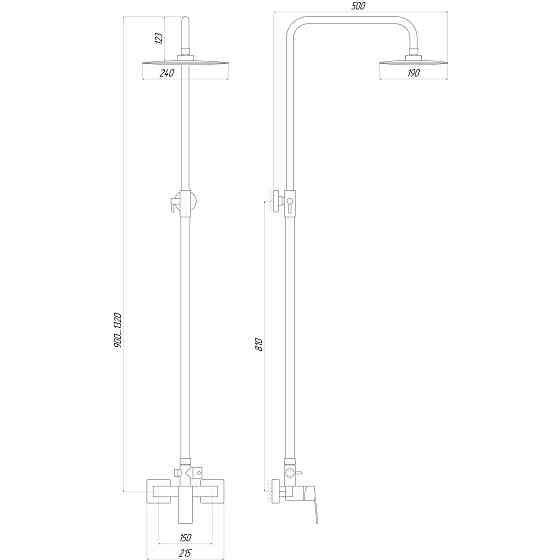 Душова система TOPAZ ODISS TO 18702-H52 комплект , кругла штанга Н-130см Луцк