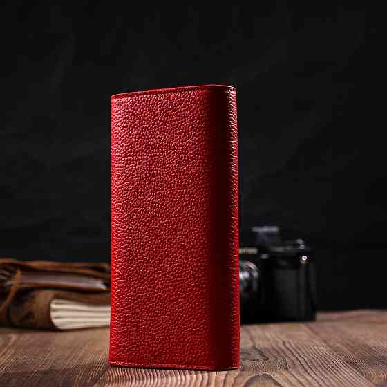 Яскравий жіночий гаманець з монетницею на блискавці з натуральної шкіри Червоний (Tony Bellucci) Київ