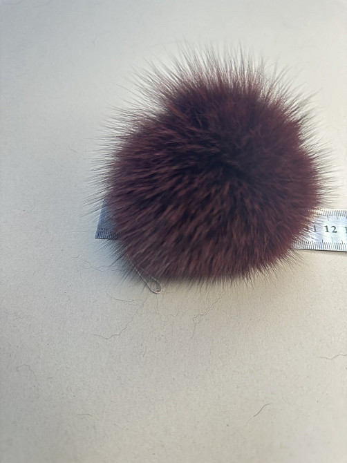 Помпони з натурального хутра песця на шапку 10-12см Бордовий Харків - фото 2